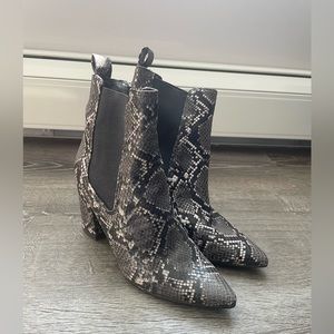 Steve Madden snakeskin booties.